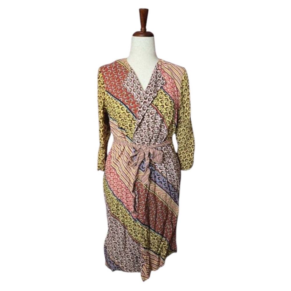 Cabi Poet Patchwork Open Front Waist Tie Kimono Jacket XS #5664 Long Boho Floral